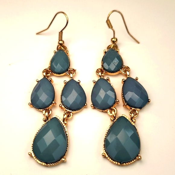 Faux Jade Dangle Earrings - Picture 1 of 9